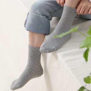 노디자인 아동용 전사이즈 미끄럼방지 패드 심플 골지 중목 양말 6켤레