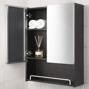 대형 오픈 거울 가이드 욕실 수납장 600 방문설치, 블랙, 600 x 170 ..., 1개