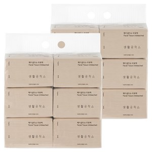 생활공작소 페이셜 무표백 천연펄프 미용티슈 2겹, 250매, 12개