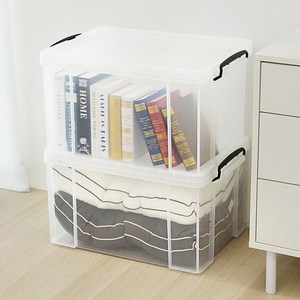 코멧 국내생산 다용도 모던 수납박스, 투명, 60L, 2개