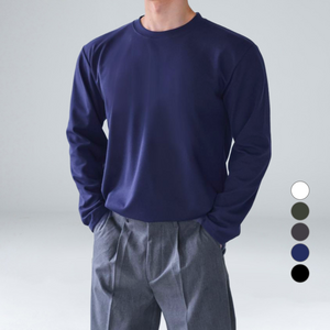 이브클로젯 남성용 구김없는 탄탄한 분또 빅사이즈 긴팔 티셔츠