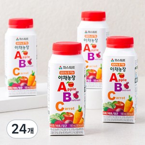 파스퇴르 유기가공식품 인증 야채농장 ABC 과채 주스, 190ml, 24개