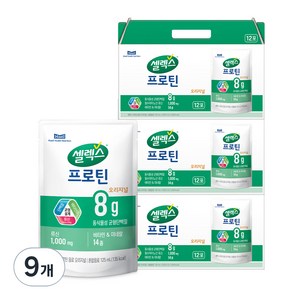 셀렉스 프로틴 파우치 음료 오리지널 12p, 1.5L, 9개