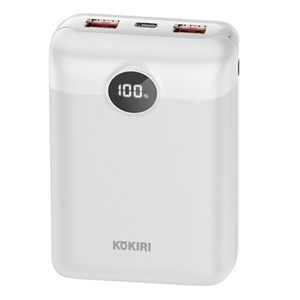 코끼리 LCD 잔량표시 고속충전 대용량 PD 보조배터리 20000mAh 멀티단자 22.5W, KPB-RM20P1A2, 화이트