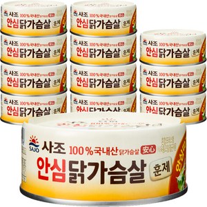 해표 안심 훈제 닭가슴살 통조림 135g, 12개