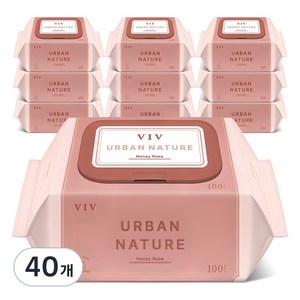 비브어반네이처 허니로즈 아기물티슈 캡형, 50g, 100매, 40개