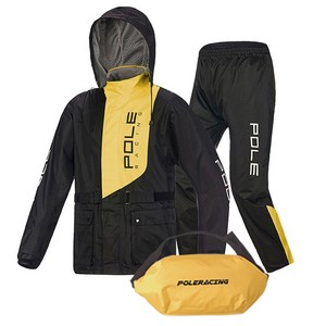 폴레이싱 오토바이 우비 상하의 세트 C타입, L, 옐로우