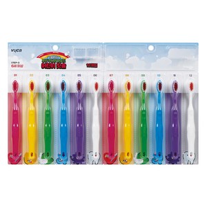 뷰카 마일드 더블 초미세모 스텝3 어린이 칫솔, 혼합색상, 12개입, 1세트