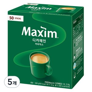 맥심 디카페인 커피믹스, 11.8g, 50개입, 5개
