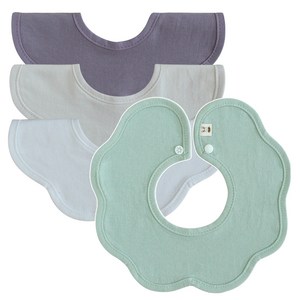 바니블라썸 여름용 롤링 턱받이 4종 세트, 아보카도 + 보라무..., 4개입, 1세트