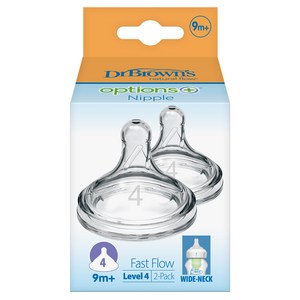 닥터브라운 와이드넥 옵션스 플러스 젖꼭지 2p, 4단계(9개월 이상..., 1개