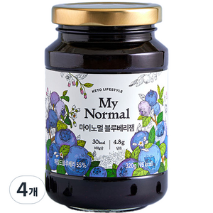 마이노멀 저당 저칼로리 블루베리잼, 320g, 4개