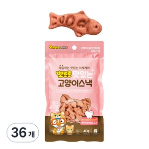 뽀로로 맛있는 고양이 스낵, 연어 + 새우 + 닭고기맛 혼합맛, 40g, 36개