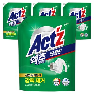 액츠 퍼펙트 딥클린 액상세제 리필, 2.2L, 4개