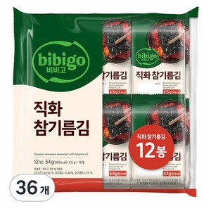 비비고 직화 참기름김, 4.5g, 36개