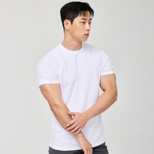 허그본 무지 머슬핏 반팔 티셔츠