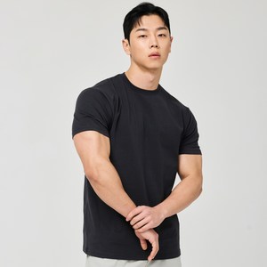 허그본 무지 머슬핏 반팔 티셔츠