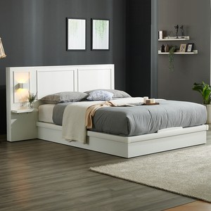 디아스침대 루이 평상형 수납선반 합성목재 멀티패널 침대, 화이트, 슈퍼싱글