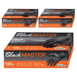 크린스킨 마스터 니트릴장갑, 블랙, 소, 3개