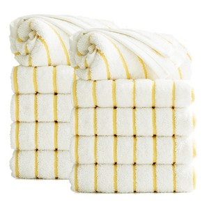 타월톡톡 시크라인 스트라이프 호텔수건 190g 코마사, 옐로우, 10개