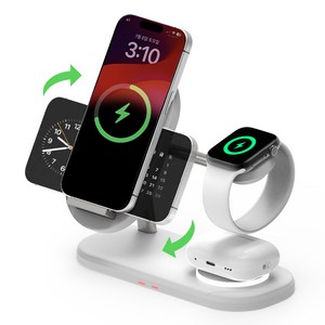 바우아토 맥브리즈 3in1 듀얼 코일 고속 무선충전기 거치대 애플 호환 퓨어화이트 1개