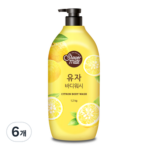 샤워메이트 내추럴 유자 바디워시 유자향, 1.2kg, 6개