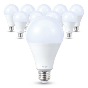 씨티오 LED 화이트 전구 20W, 주광색, 10개