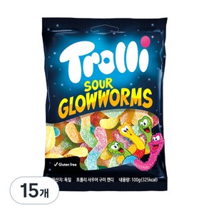 트롤리 사우어글로우웜즈 젤리, 100g, 15개