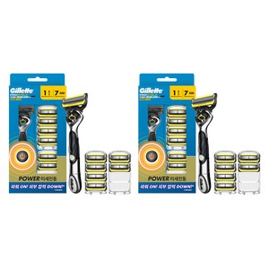 질레트 정품 프로쉴드 옐로우 파워 면도기세트, 면도날 7p, 2세트