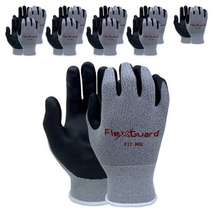 나이텍스 플렉스가드 FIT MG 작업용 코팅 장갑 양손착용 세트 S, 멜란지, 10세트
