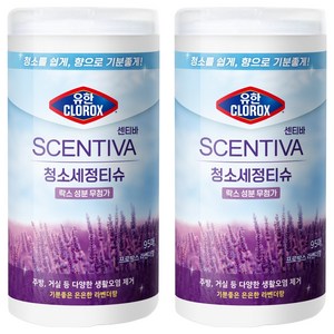 유한클로락스 센티바 청소세정티슈 프로방스라벤더향 95매, one size, 2개