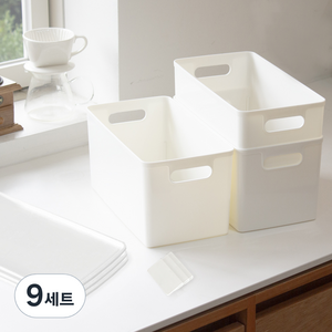 아임홈리빙 지니 심플 바스켓 2호 세트, 화이트, 9세트