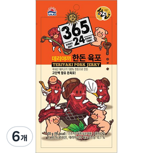 해표 365 24 데리야끼 한돈 육포, 30g, 6개