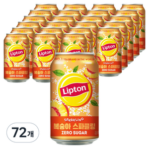 립톤 제로 복숭아 스파클링 음료, 355ml, 72개