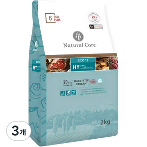 네츄럴코어 전연령 강아지 에코플러스6 건식사료, 소, 2kg, 3개