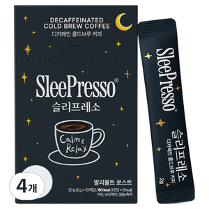 슬리핑보틀 슬리프레소 디카페인 콜드브루 커피, 2g, 10개입, 4개