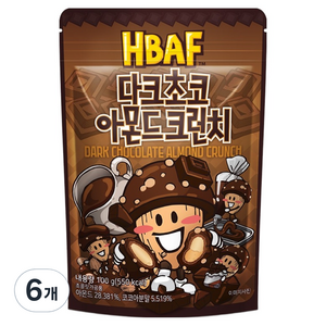 바프 다크초코 아몬드 크런치, 100g, 6개