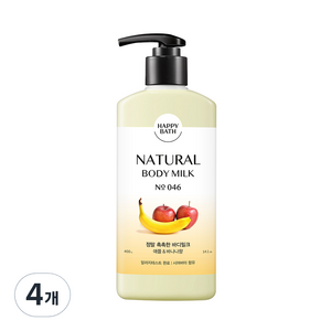 [비건뷰티] 해피바스 정말 촉촉한 바디밀크 애플 바나나향, 400g, 4개