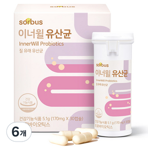 소버스 이너윌 유산균 5.1g, 30정, 6개