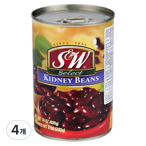 에스앤더블유 키드니빈스 통조림, 400g, 4개
