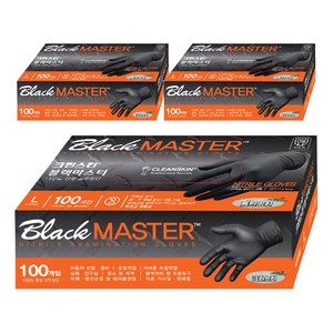 크린스킨 마스터 니트릴장갑, 블랙, L, 3개