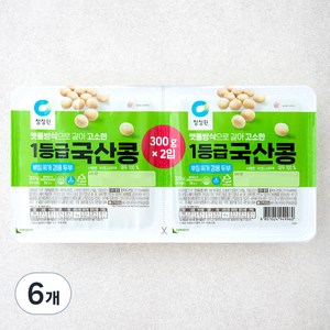 청정원 1등급 국산콩 두부 부침찌개 겸용, 300g, 6개