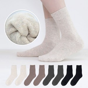 이지레그 여성용 도톰한 테리 기모 중목 양말 8켤레