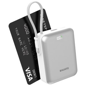 바우아토 포켓쉴 케이블 일체형 미니 대용량 보조배터리 10000mAh C타입