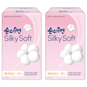 순수한면 실키소프트 팬티라이너, 슈퍼롱, 40개입, 2개