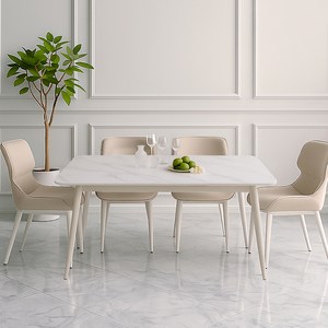 코지라움 화이트에디션 포세린 통 세라믹 식탁세트 4인용 테이블 1400 + 의자 방문설치