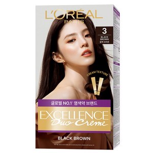 로레알파리 엑셀랑스 듀오크림 나눠쓰는 새치염색 염모제, 3호 블랙 브라운, 1개