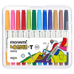모나미 네임펜 T 트윈타입 12색, 혼합색상, 1세트