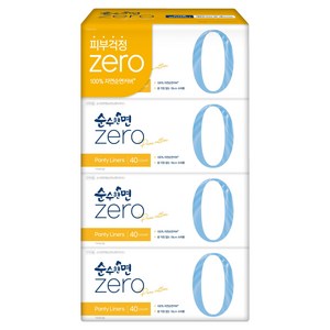 순수한면 제로 순면 뉴 팬티라이너, 슈퍼롱, 40개입, 4개