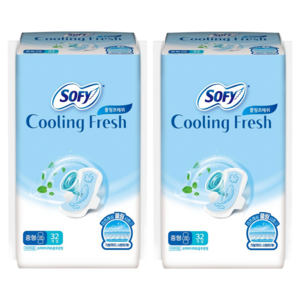 쏘피 쿨링 프레쉬 생리대 날개형, 중형, 32개입, 2개